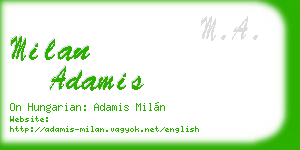 milan adamis business card